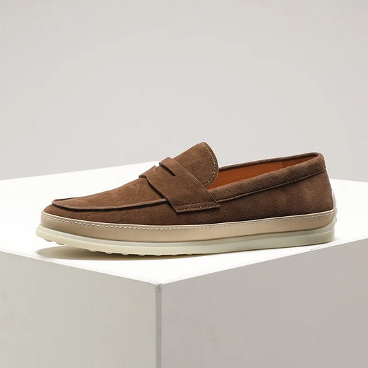 Mens Suede Loafers Summer Breathable Slip On Comfortable Casual Driving Shoes