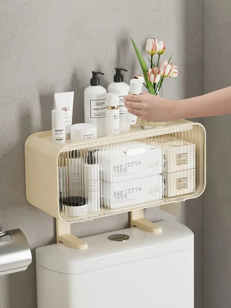 No Drill Wall Mounted Toilet Rack for Bathroom Cabinet Shelf, Plastic Storage Stand, Shower Organizer, Bath Holder Accessories