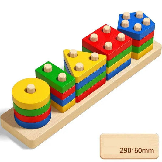 For montessori educate Wooden Sorting Stacking Toys Puzzle for Toddlers and Kids Preschool Fine Motor Skill Toy for 1 Years - AIAZ
