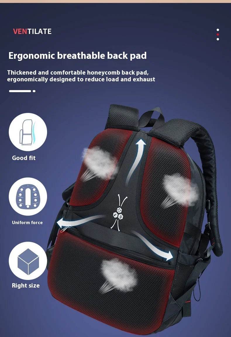 Backpack Primary School Middle School Students High School Bags Large Capacity Ultra-light Load Reduction Outdoor Travel Busines - AIAZ