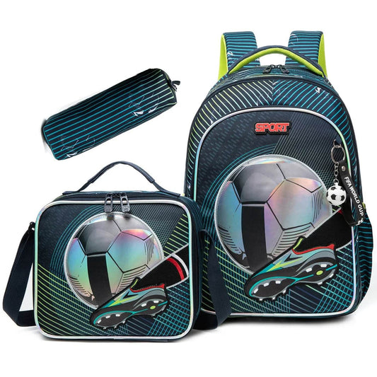 3PCS Backpacks For Boys School Backpacks For Elementary Students Ages 8-10 Kids Aesthetic Backpack Set - AIAZ