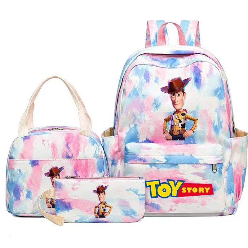 Toy Story Colorful Backpack Set With Tote and Pouch Large Capacity Lightweight And Breathable Outdoor Knapsack School Bags - AIAZ