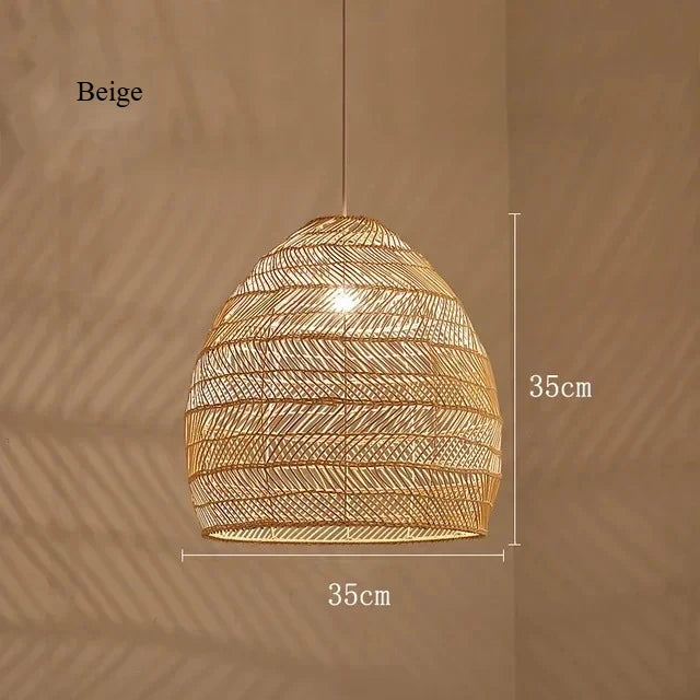 Japanese Style Wooden Woven Handmade Pendant Lights Restaurant Bedroom Study Room Chandelier Pastoral Rattan Tatami Chandeliers