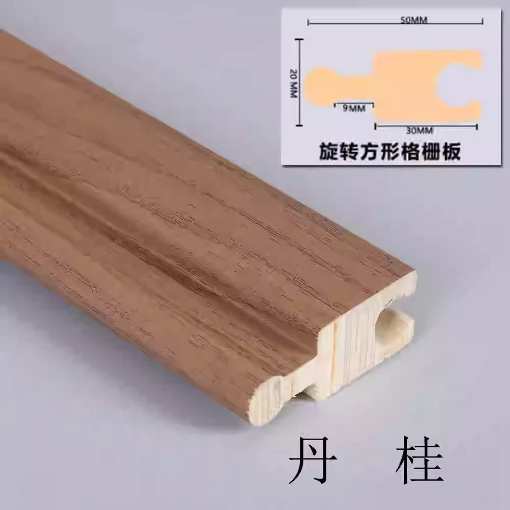 6 pieces 2.3M Rotating Solid Wood Grille Panel - Great Wall wave board internet famous background wall wrap with cylinder