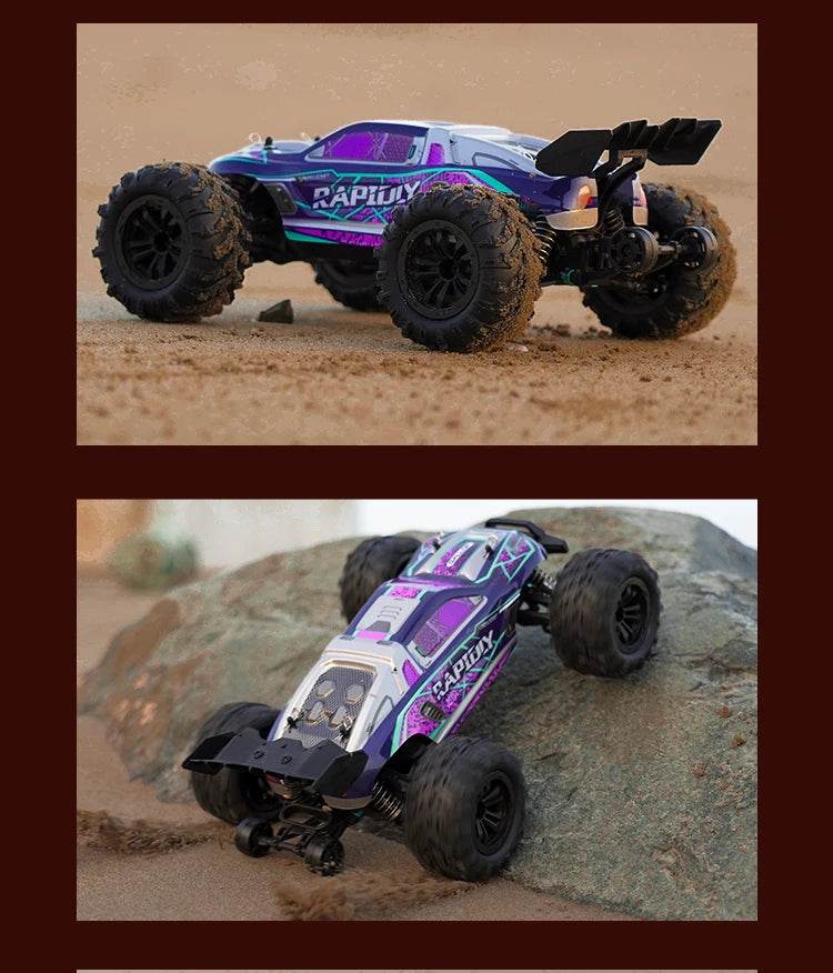1:16 4WD RC Car 70KM/H Or 50KM/H With LED Remote Control Cars High Speed Drift Monster 4x4 Truck for Kids vs Wltoys 144001 Toys - AIAZ