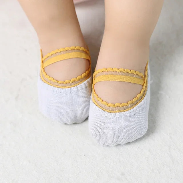 Newborn Baby Socks Summer Lace Baby Socks Solid Color Princess Baby Girl Infant Anti-slip Socks With Rubber Soles