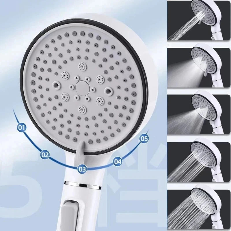 5 Modes High Pressure Shower Head Anti Limestone Filter Hygienic Remove Calcario Shower with Holder and Hose Bathroom Accessorie