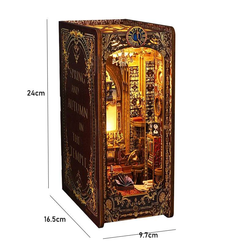 DIY Book Nook Kit Miniature Doll House With LED Light 3D Puzzle Model Building Wooden Bookshelf Bookend Toy Adults Birthday Gift - AIAZ