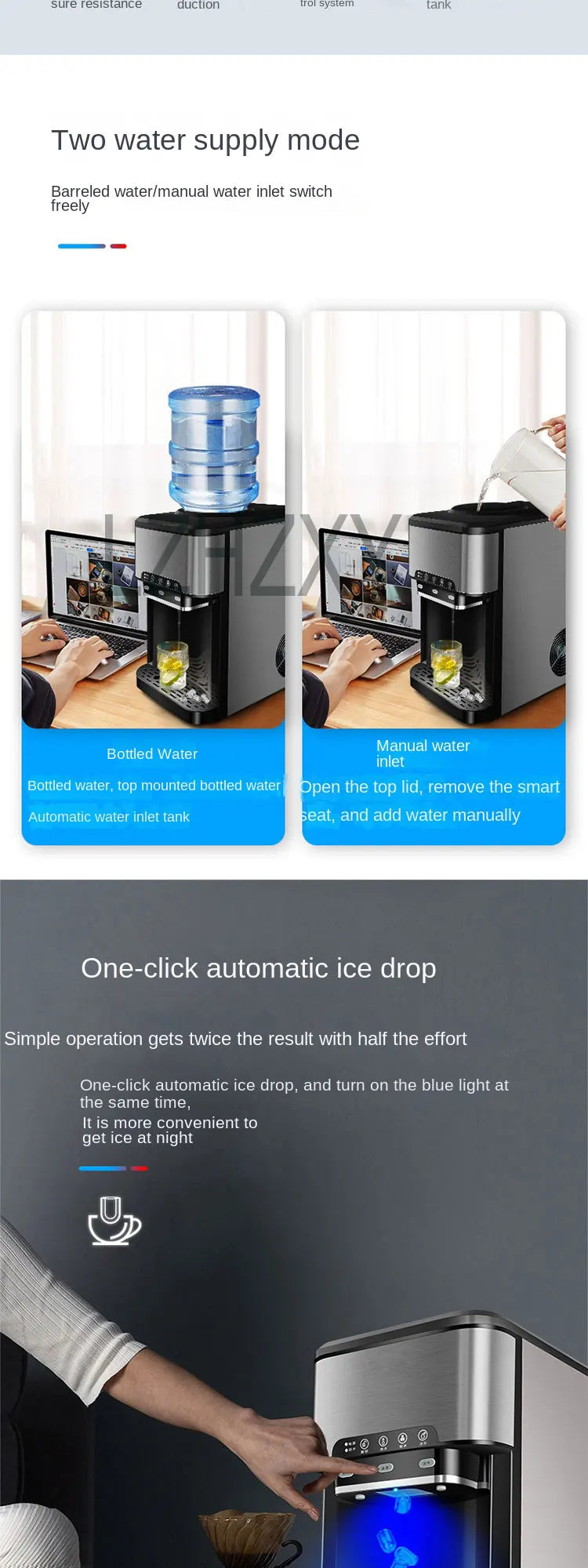 Drinking water ice Maker, 48lbs Daily Ice Cube Makers,Stainless Steel Ice Makers Countertop,Tabletop Ice Maker Machine