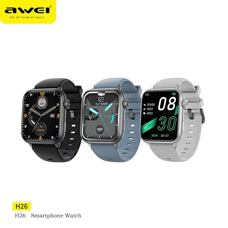 Awei H26 Smart Watch Men Answer Call 1.95inch Fitness Sport Tracker Bracelet Calculator Women Smartwatch Gift for Apple Android