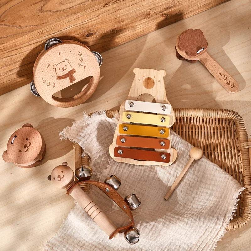 Musical Montessori Toys Baby Toys Rattle Bell Drum Xylophone Percussion for 0 3 Year Kids Early Educational Instruments Toys - AIAZ