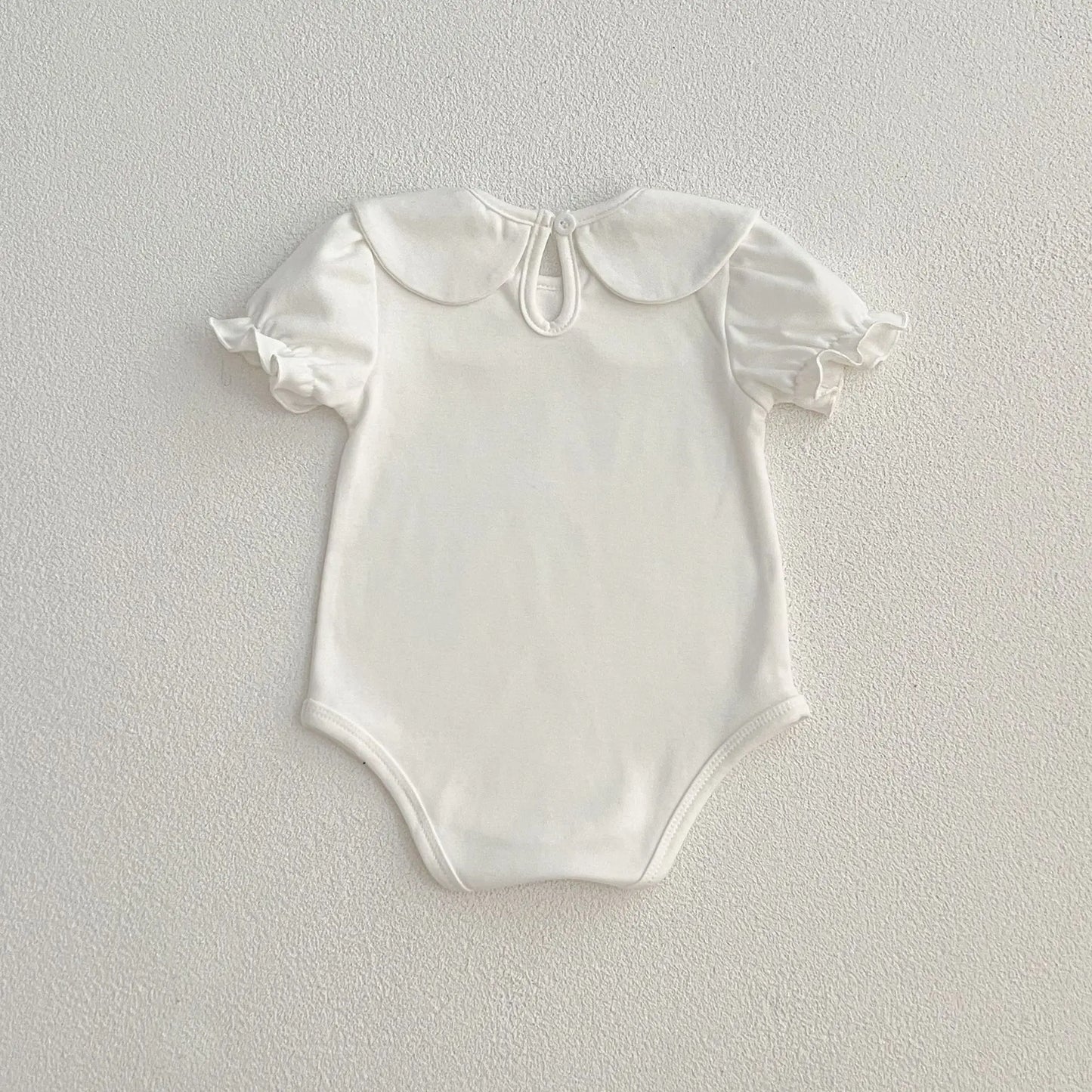 Summer Newborn Kids Baby Girls Doll Collar Solid Color Rompers Infant Baby Girls Short Sleeve Rompers Clothes