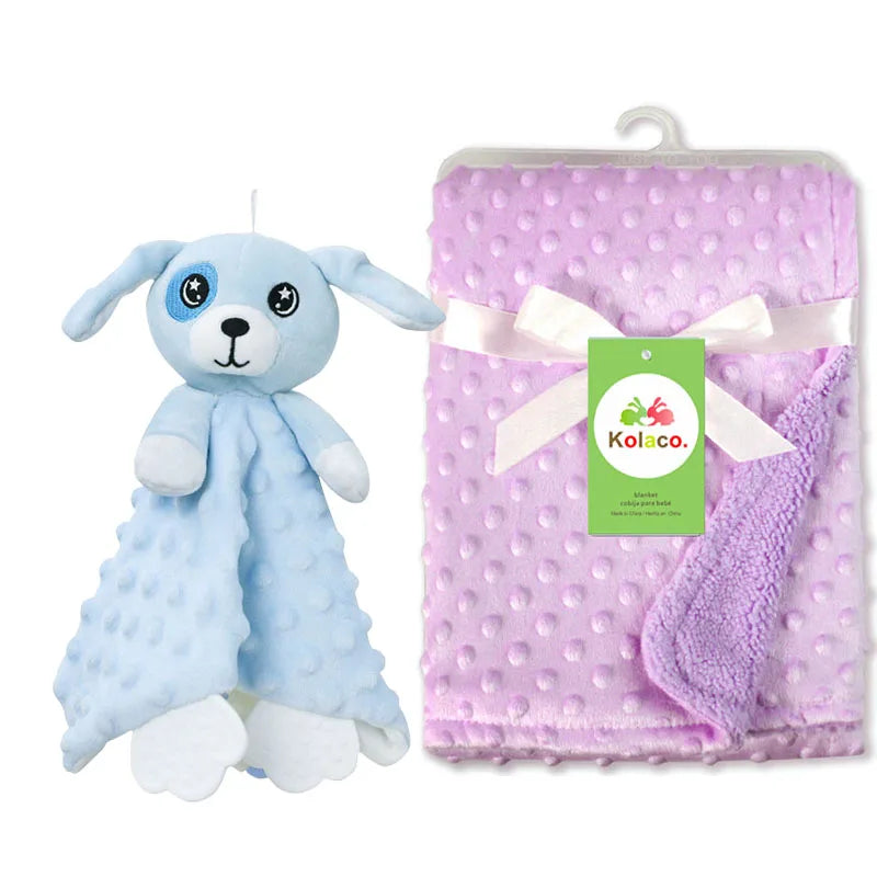 Personalized Baby Blanket Newborn Stroller Sleeping Dolls Custom Blanket With Name Animal Security Towel Gift Set