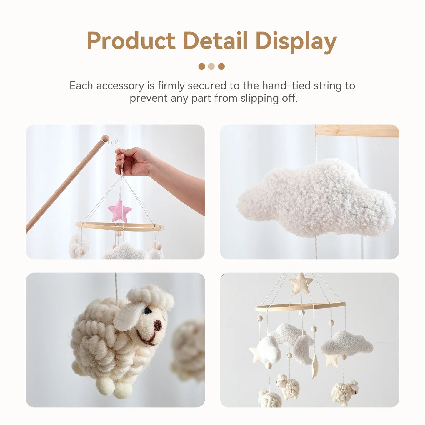 Baby Crib Mobile Wooden Wind Chime Bed Bell, Animal Crib Mobile With Music for Girls and Boys, Mobile for Bassinet Room Decor