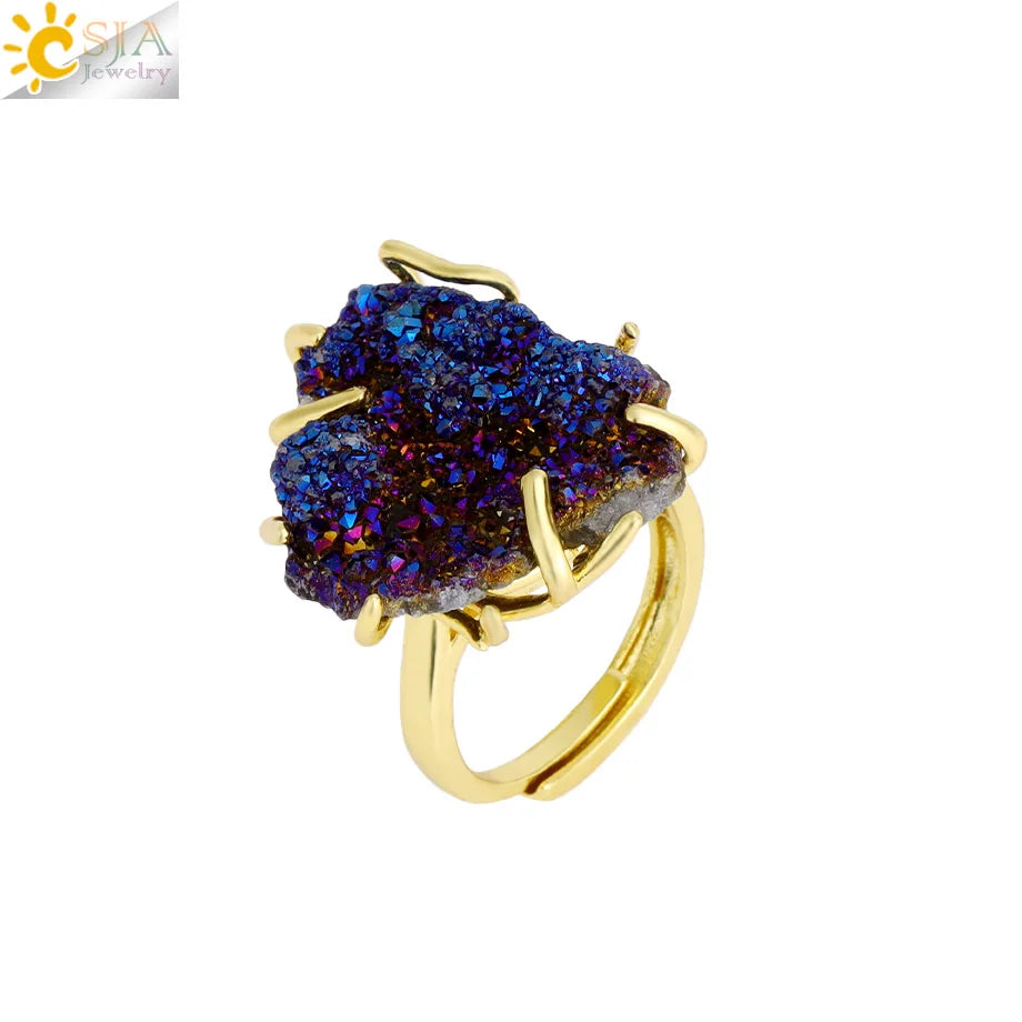 Healing Gem Stone Crystal Band Rings for Men Natural Pink Stone Quartz Red Agates Jaspers Dainty Finger Ring Women Jewelry H474