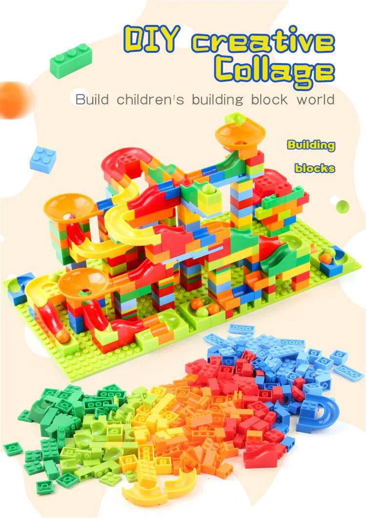 Marble Race Run Block Small Size Building Blocks Maze Ball Funnel Slide Blocks DIY Creative Bricks Assemble Toys Bulk Model Toys - AIAZ