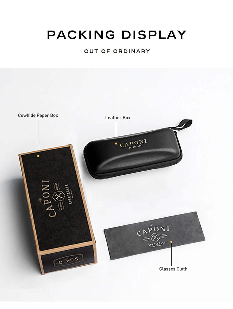 CAPONI Prescription Glasses Women Myopia Retro Light Weight Computer Anti Blue Light Glasses Photochromic Eyes Glasses PJ34022