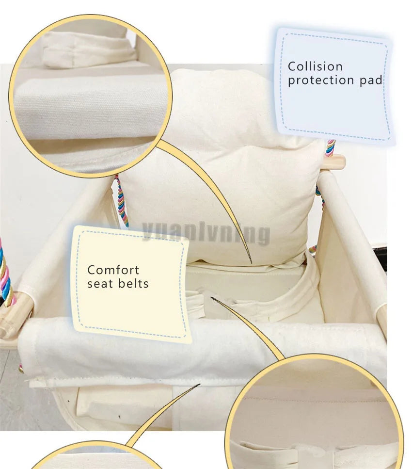 Kids Swing Portable Ceiling Suspended Chair With Seat Cushion Kids Baby Children's  Hammock with Safety Belt For Kids Babies