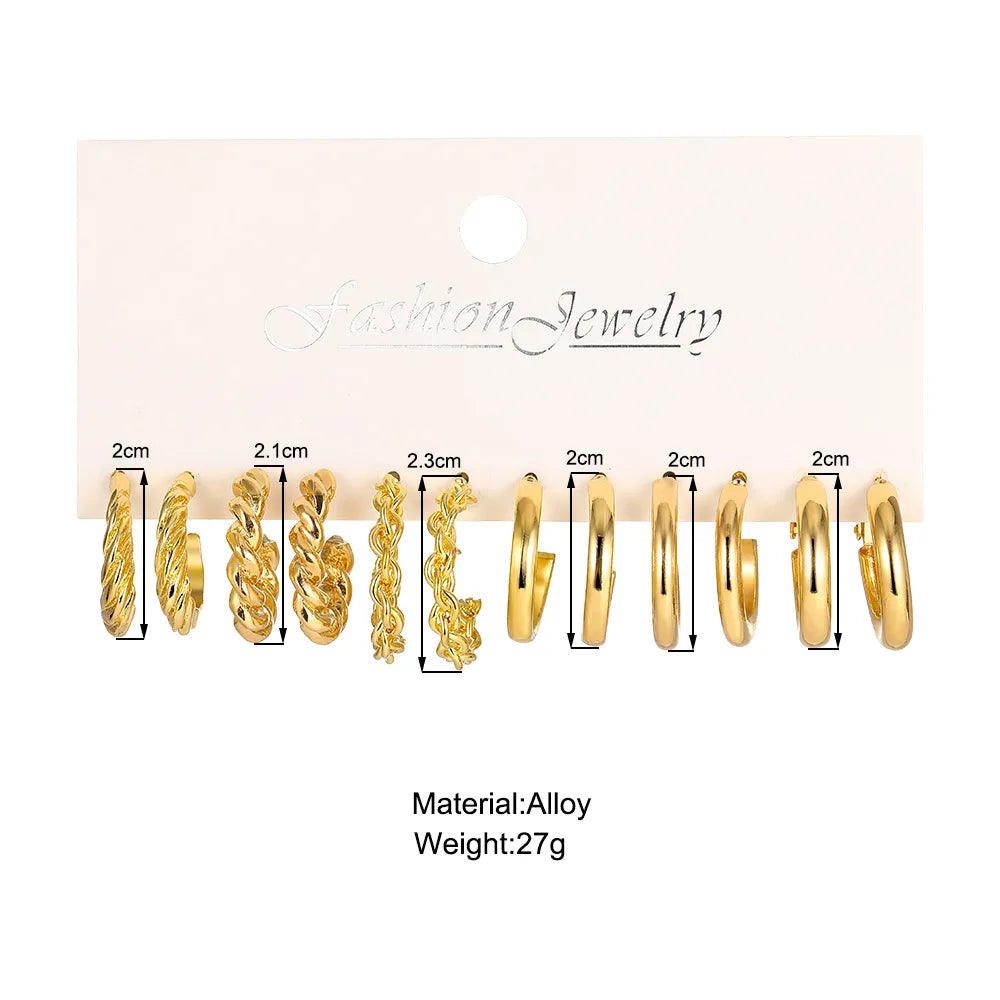 6 Pairs Gold Silver Plated Hoop Earrings Set for Women Lightweight Chunky Ear Ring Multipack Hypoallergenic Jewelry for Gifts