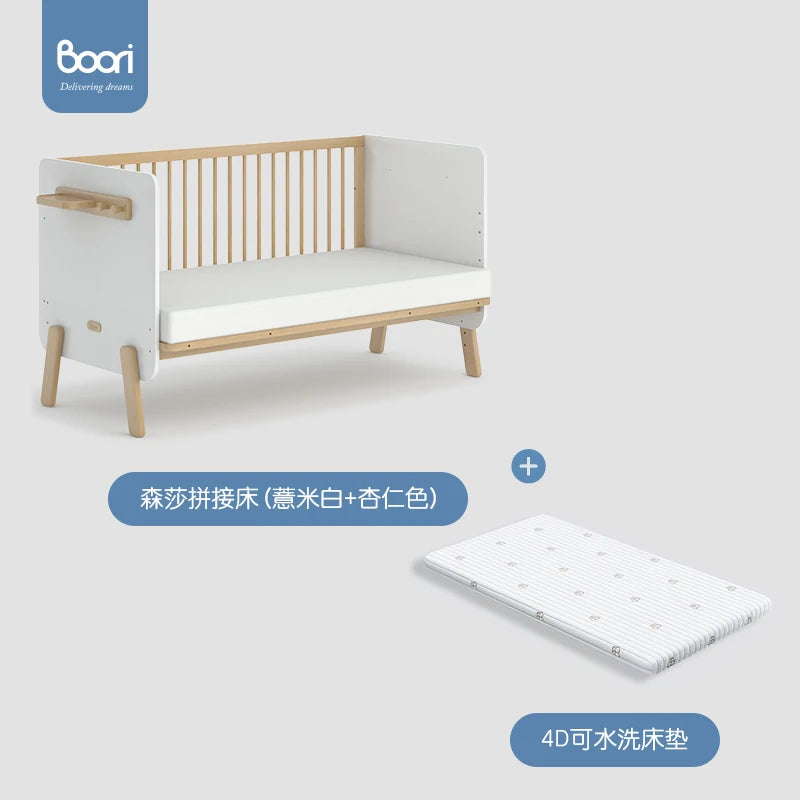 ZZ  Splicing Bed Children's Seamless Bedside Bed Widened Crib Adjustable High Guardrail Bed