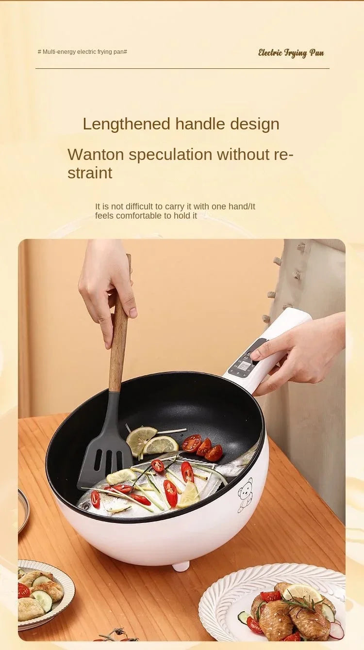 Electric fryer for household use, large capacity intelligent stir frying, multifunctional non stick pan, electric fryer