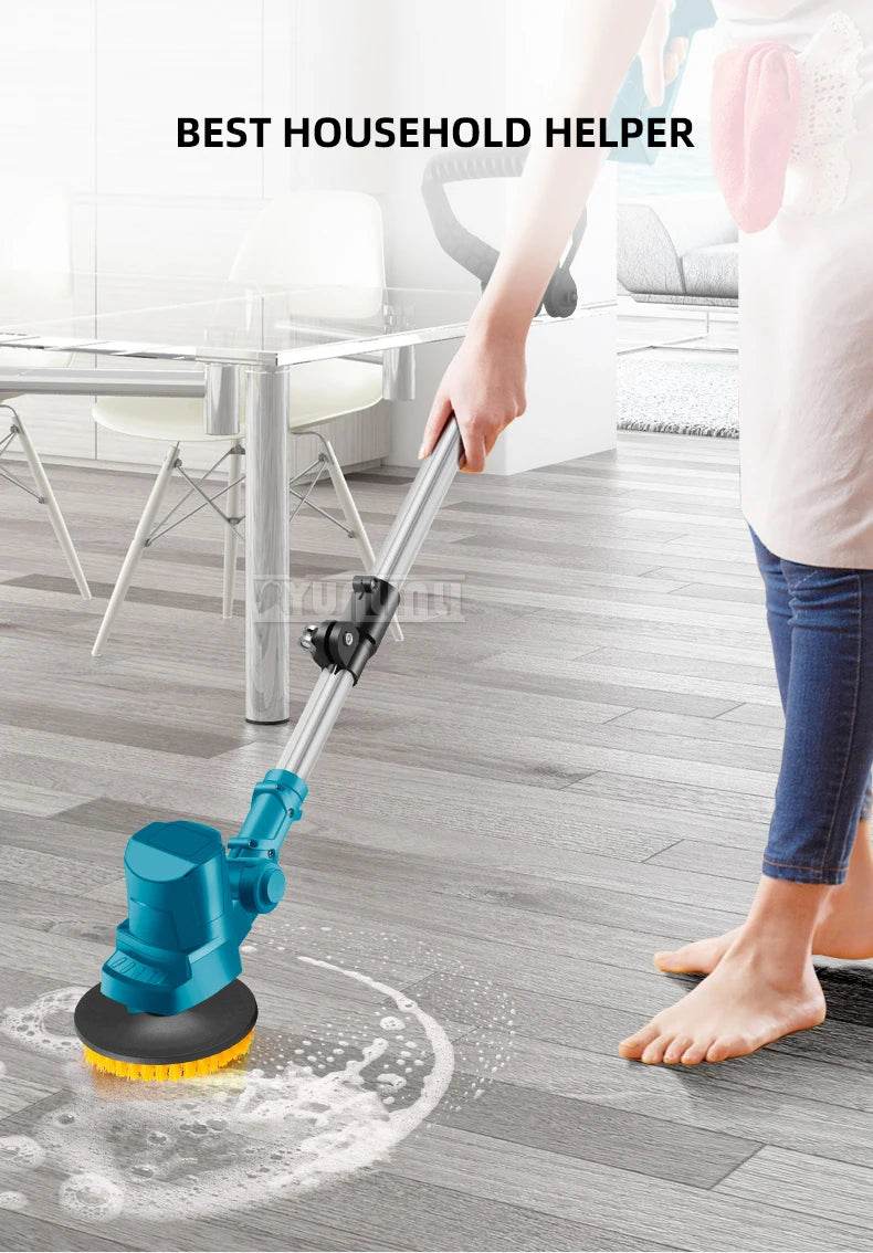 Bathroom Yard Cleaning Polishing Brush Retractable Electric Sweeping Brush Home Garden - AIAZ