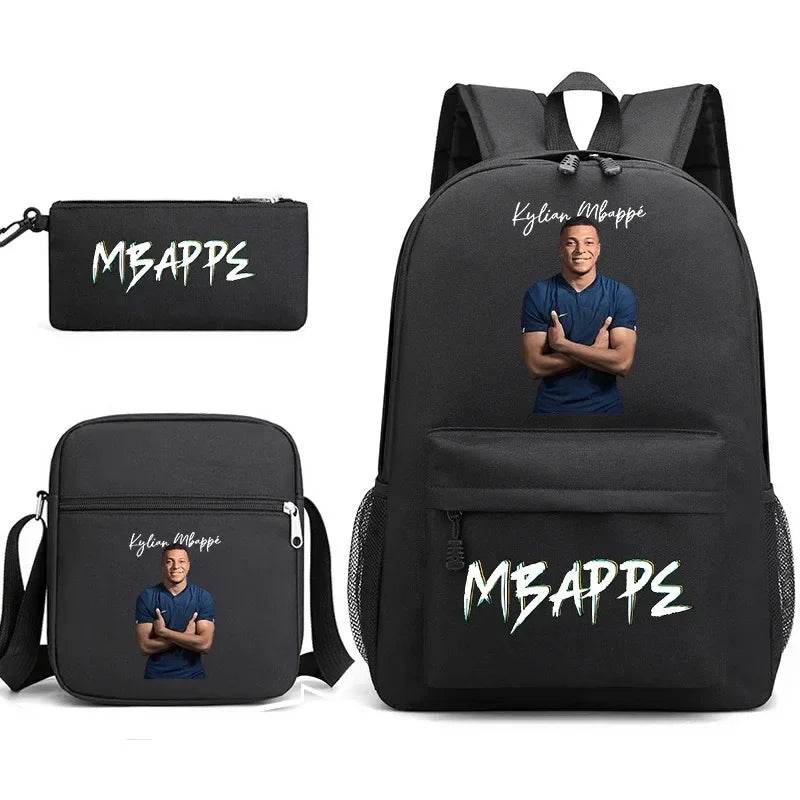 Football Star Children Backpack Large-capacity Schoolbag Shoulder Bag Pencil Case Three-piece Schoolbag Primary School Students - AIAZ