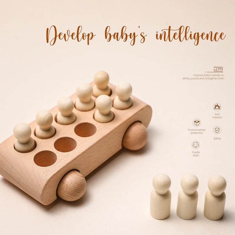 Wooden Train Birthday Toy Montessori Toys Baby Educational Toys Wooden Trolley Baby Learning Toys Number Of Wood Baby's Toys - AIAZ