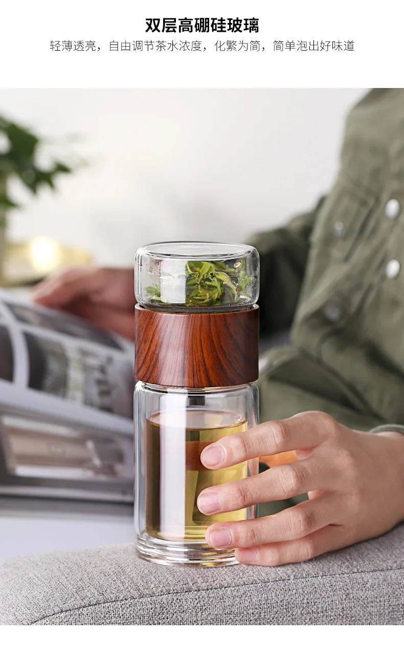 High Quality Double Glass Water Bottle With Case Tea Drink Bottle Infuser Tumbler Drinkware Waterbottle Eco-Friendly - AIAZ