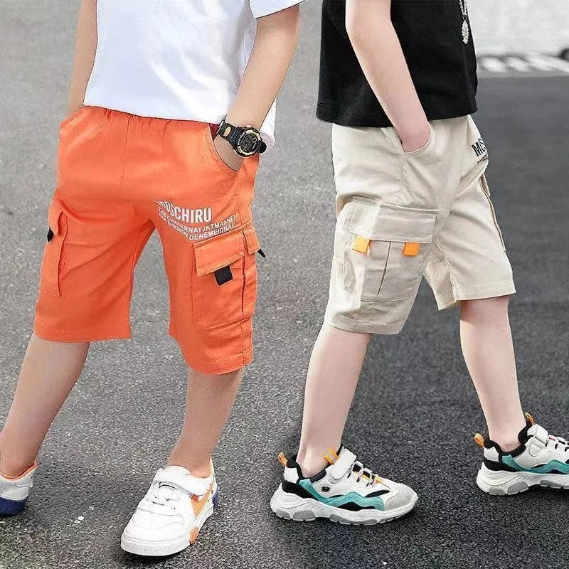 3 Color New Summer Teenage Boys Pants Casual Letter Short Trousers For Kids 4-14 Years Children Comfortable Pants