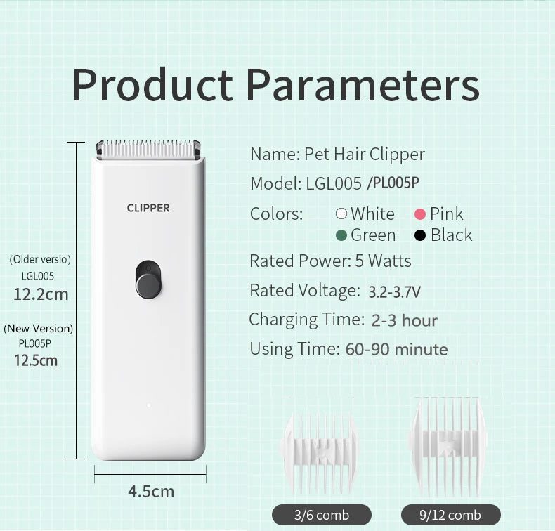Pet grooming hospital for cats and dogs, low-noise electric push shear, electric waterproof, professional wireless shaving