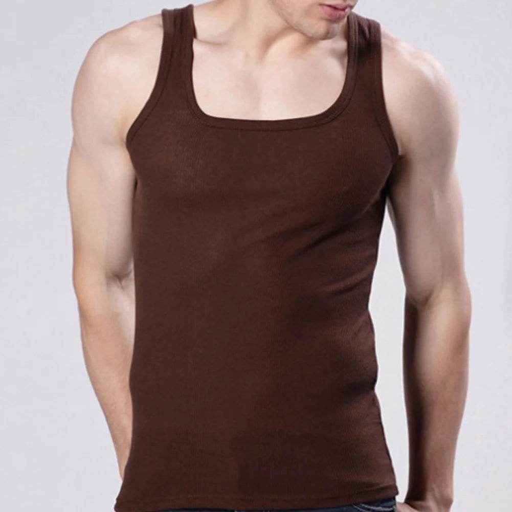 2024 New Men's Pure Cotton Tight Vest Casual Sports Tank Tops Middle-aged Sleeveless Basic Tops Quick Drying Bodybuilding Vest - AIAZ