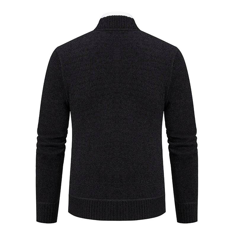 2023 Knitwear Spring and Autumn Men's Stand-up Collar Thick Warm Cardigan Sweater Winter Loose Casual Coat - AIAZ