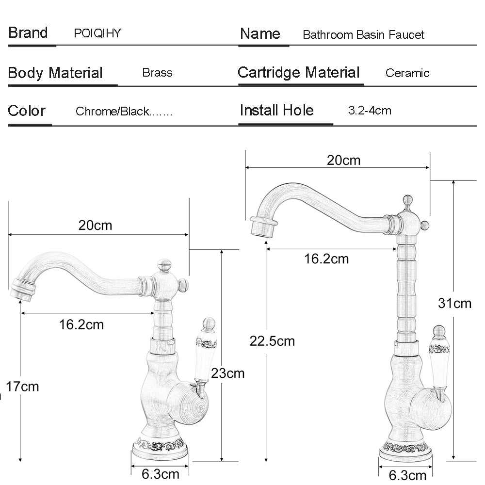 Antique Brass Bathroom Faucet Rotating Spout Basin Sink Mixer Tap Bathroom Kitchen Washing Faucet Washbasin Taps Kitchen Mixers