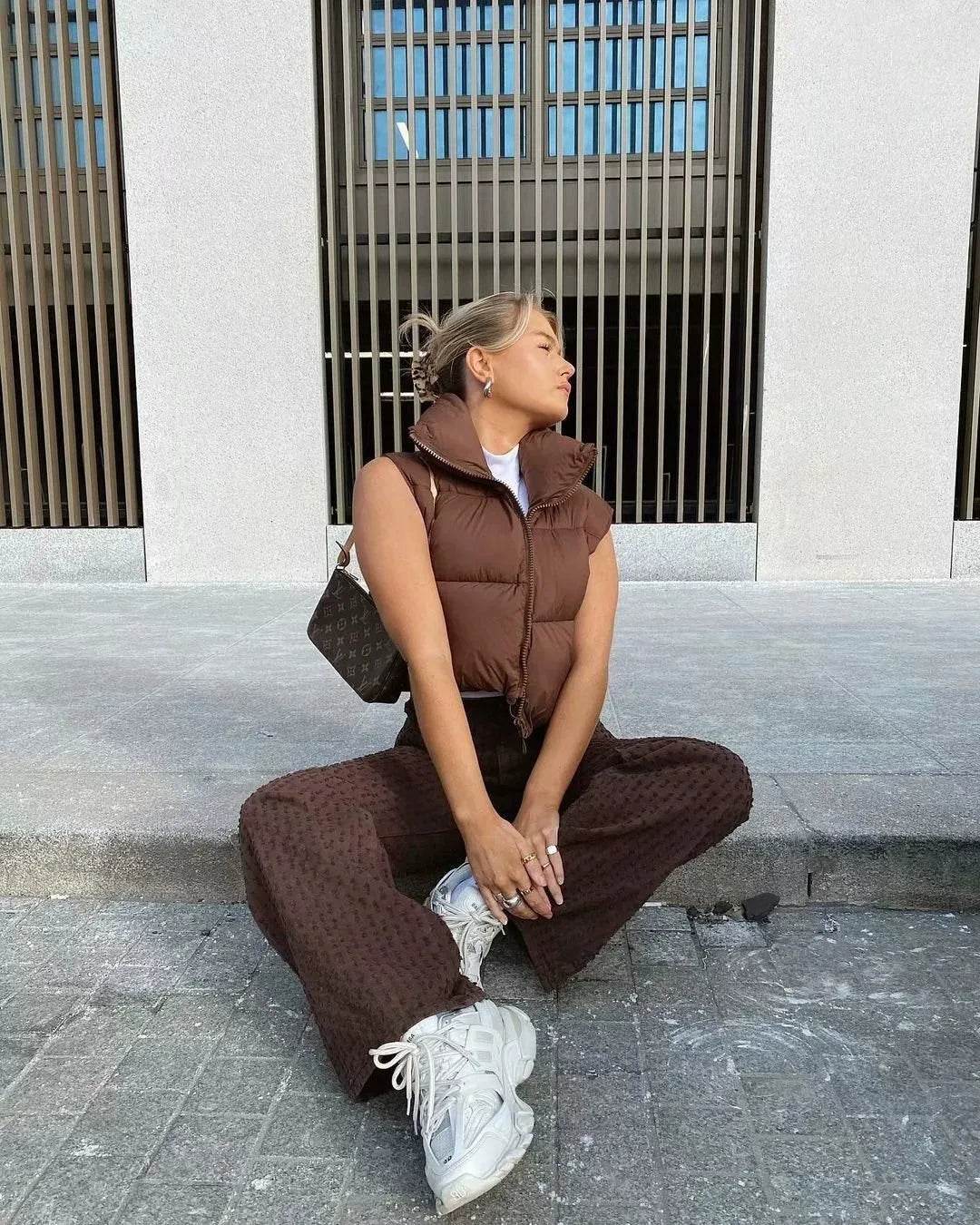 Elegant Chic Vests Fashionable Sleeveless Stand Collar Zipper Basic Autumn Winter Jacket Thick Warm Casual Women Vest Jacket ﻿ - AIAZ