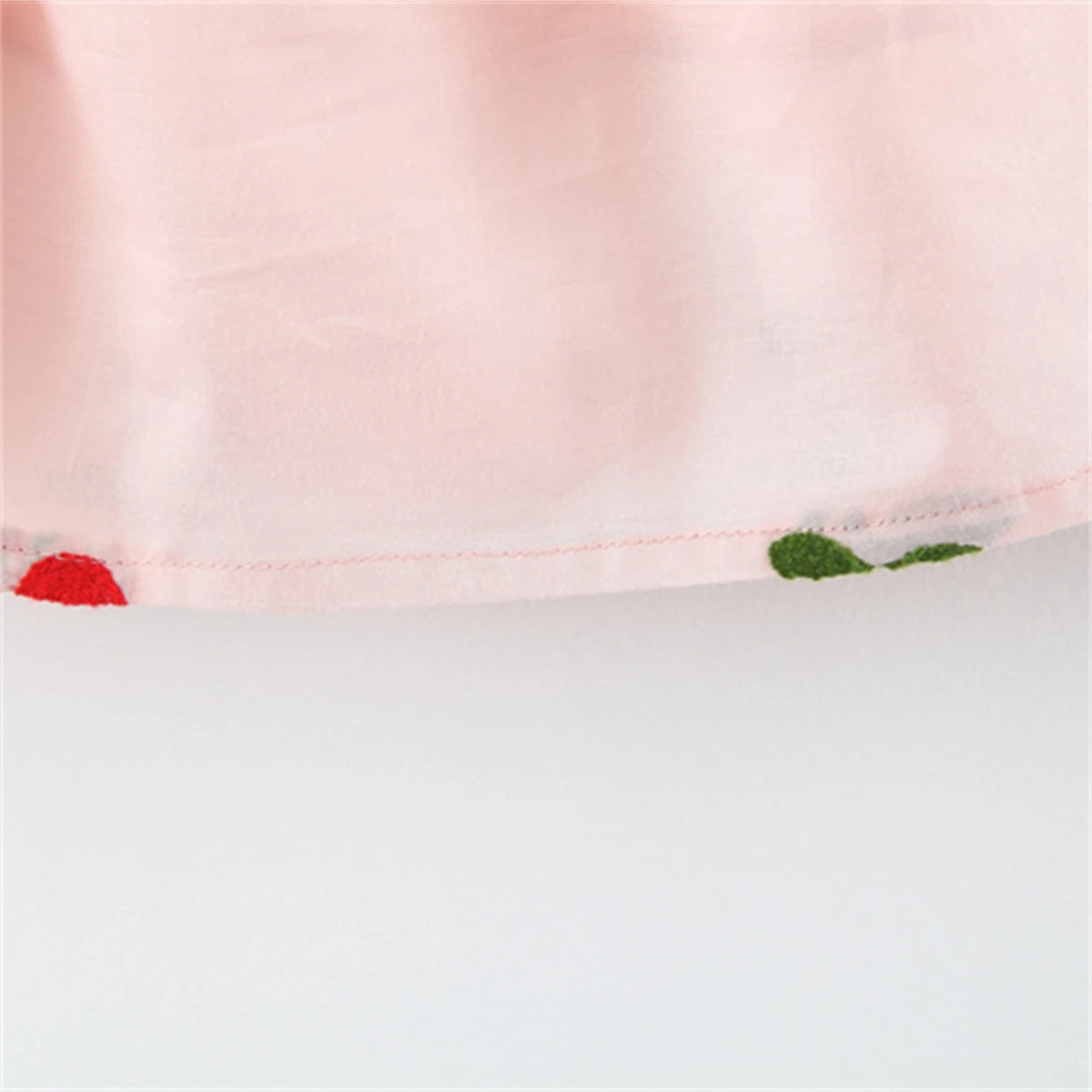 Summer Baby Girl Dress Girl's Cherry Embroidered Round Neck Small Flying Sleeves Princess Dress Children's Dress