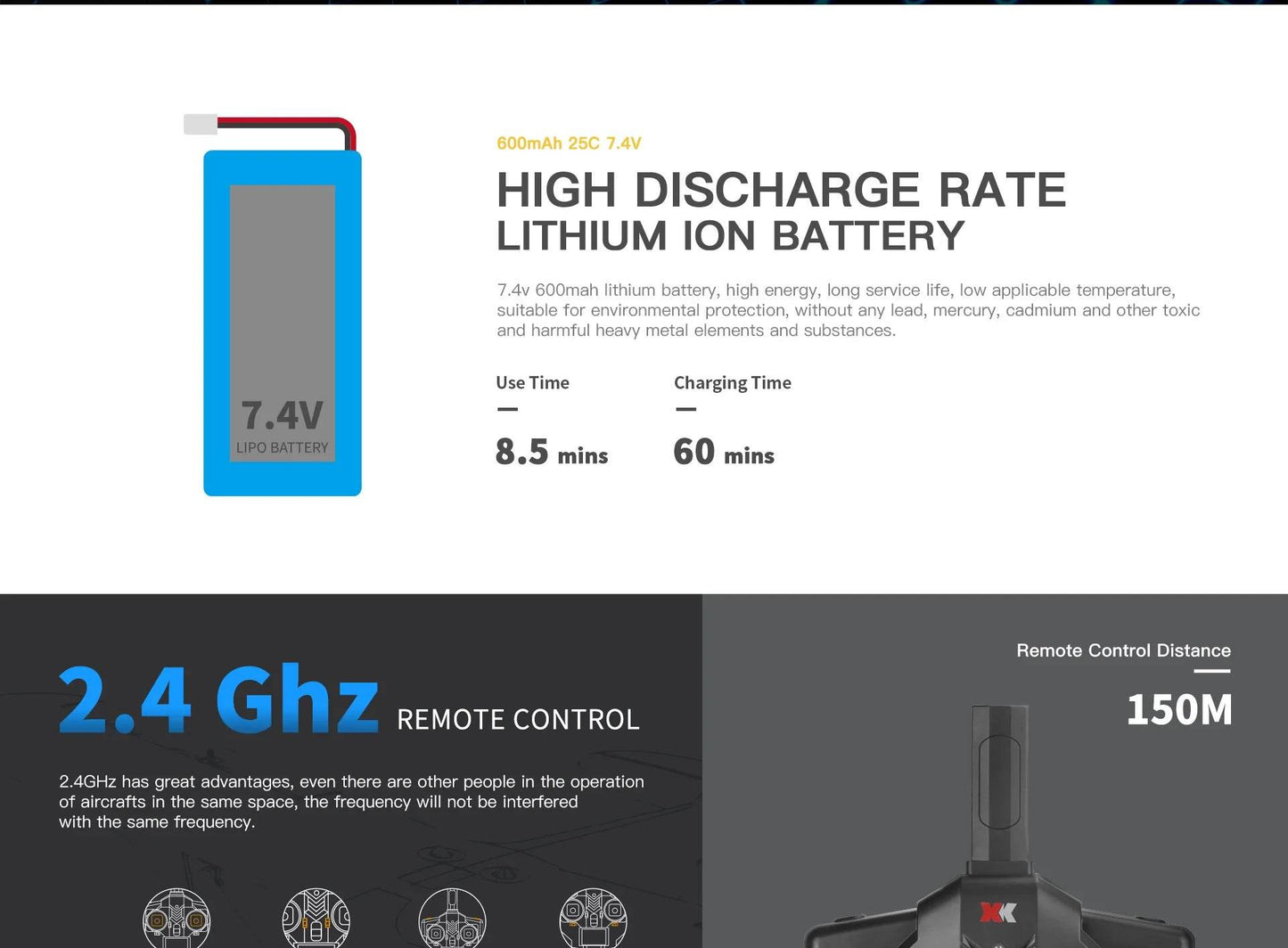 Qidi560 Moore M7 Off-road RC Plane 4CH Brushless Remote Control Airplane Fixed Wing Aircraft Model EPP Foam Toys for Children - AIAZ