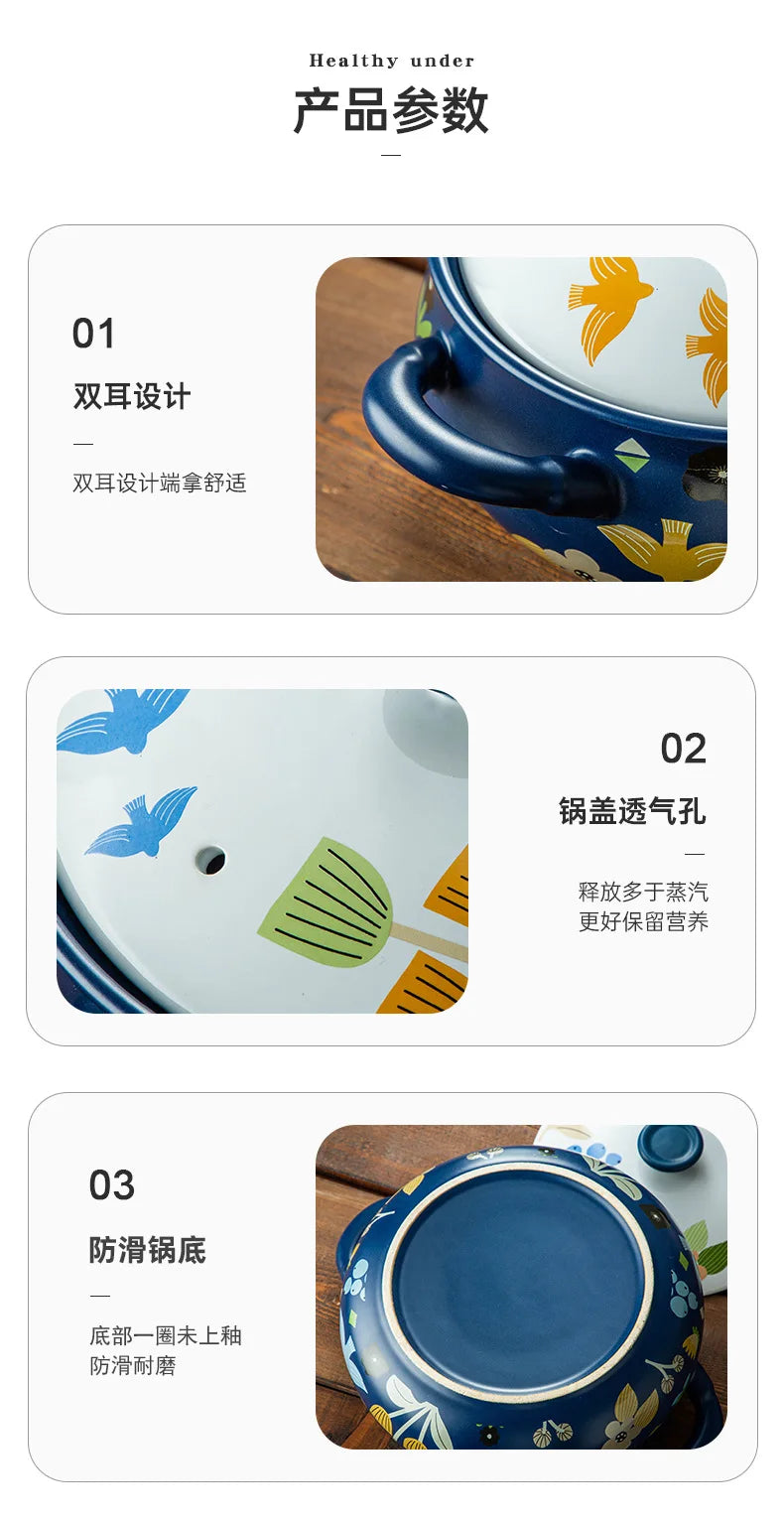 Korean Ceramic Casserole Creative Drum-shaped Stew Pot Spodumene Saucepan Kitchen Pan Home Cookware Cooking Tools Clay Pot