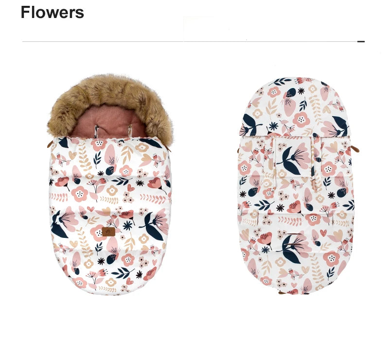 Stroller Footmuff Winter Baby Carriage Bag In Pram Removable Thicker Fur Collar Warm Flannel Newborn Cocoon Baby Envelope