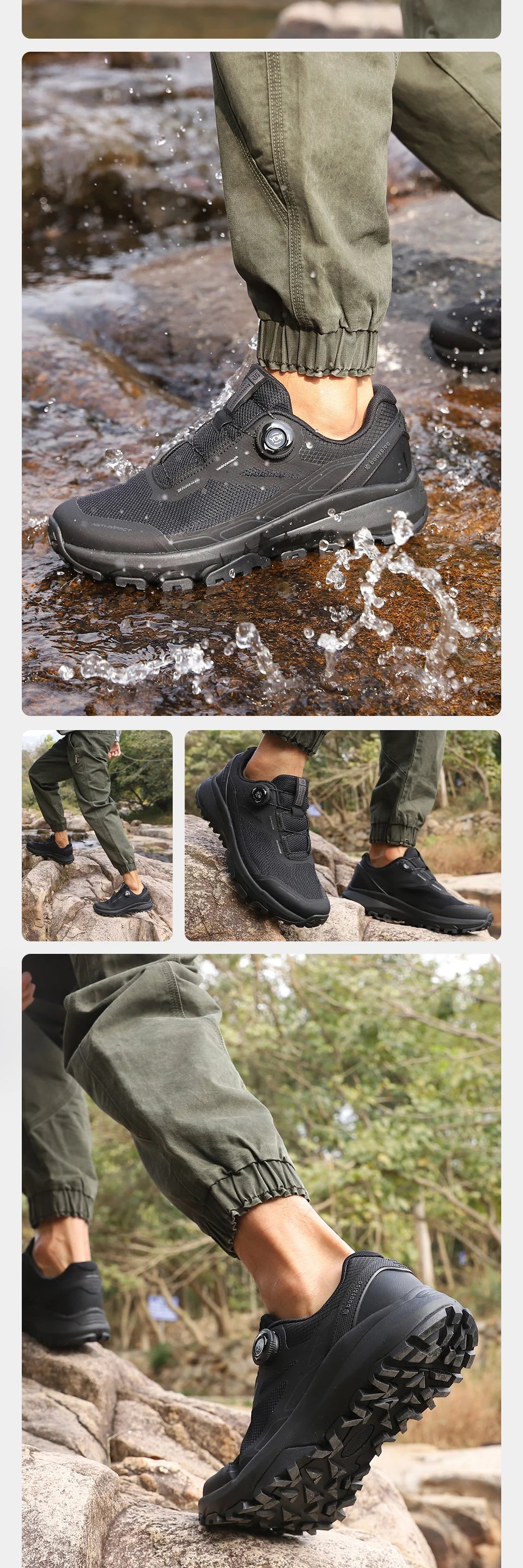 Baasploa Men Hiking Shoes Outdoor Climbing Mesh Breathable Travel Walking Shoes Male Non-Slip Wear Resistant Comfortable Sneaker