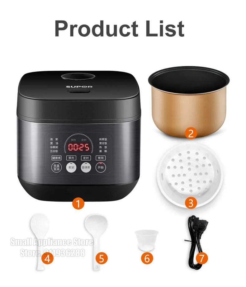 SUPOR 3/4/5L Rice Cooker Multi-Function Electric Cooker 220V Home Kitchen Appliance Multi-Purpose Cooker For Dormitory Office
