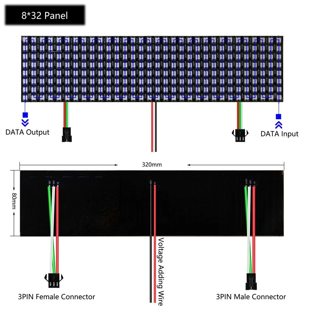 1~5Pcs WS2812B 16X16 RGB LED Digital Flexible Individually Addressable Panel Light Strip WS2812 8X8 8X32 Module Matrix Screen 5V
