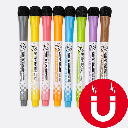 1 Set School Classroom Supplies Magnetic Erasable Whiteboard Pens Markers Dry Eraser Pages Children's Drawing Pen Board Markers - AIAZ