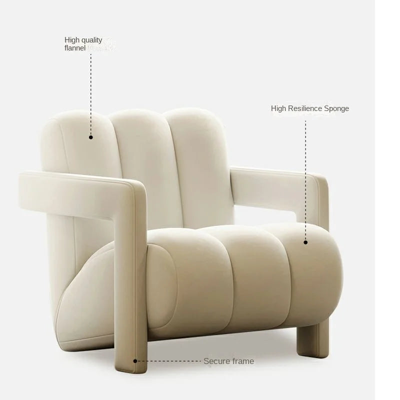 Cream Style Single Lounge Chair Light Luxury Sofa Designer Wool Living Room Reception Single Chair