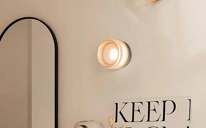 IWHD Home Decor LED Wall Lights Fixtures Glass Aluminum Corridor Bedroom Living Room Nightlights Modern Moon Lamp Miroir Mural