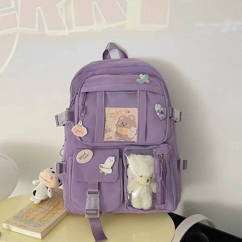 Girls Backpack Cute School Bags For Student Teens Girls Pockets Women Laptop Backpack Harajuku - AIAZ