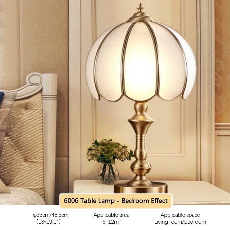 TEMAR Brass Table Lights  Modern European Creative Luxury Glass Copper Desk Lamp For Home Living Room Study Bedroom LED lamp