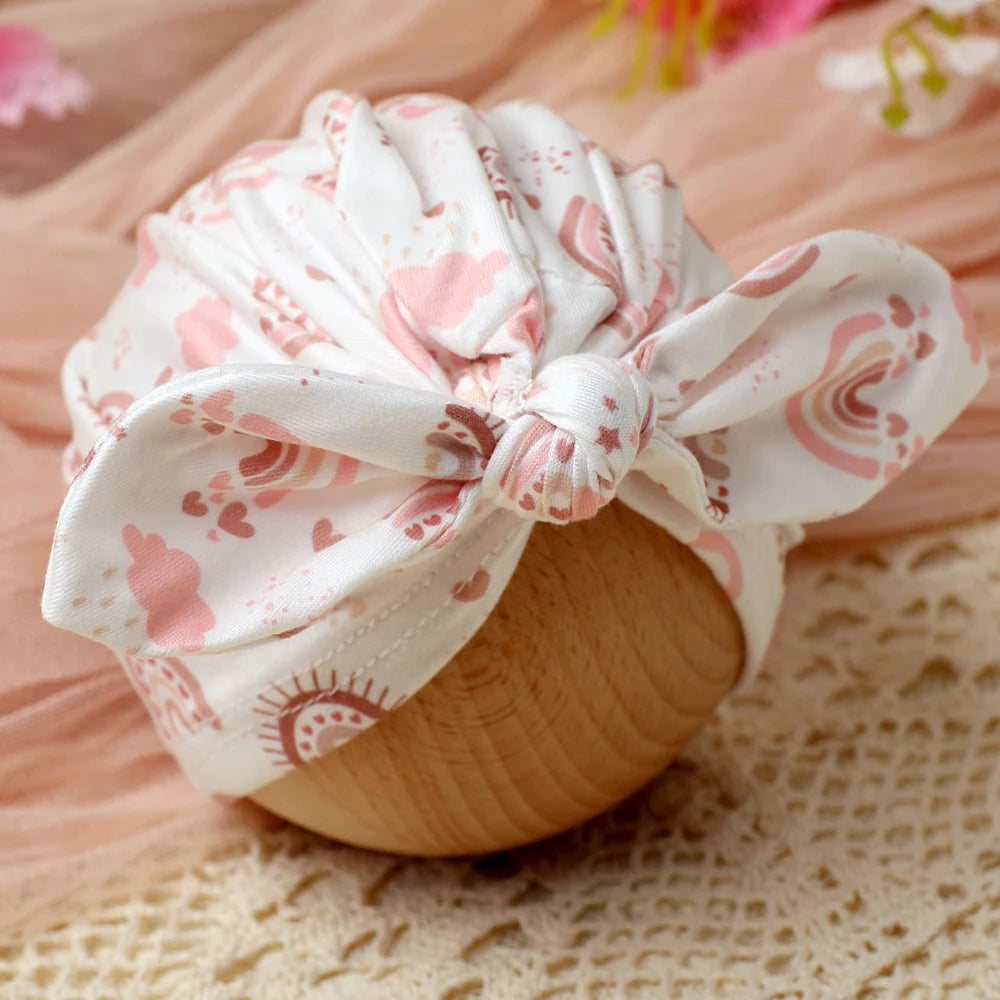 Ylsteed Newborn Receiving Photography Swaddle Blanket with Bow Turban Hat Infant Photography Props New born Photoshooting Wraps