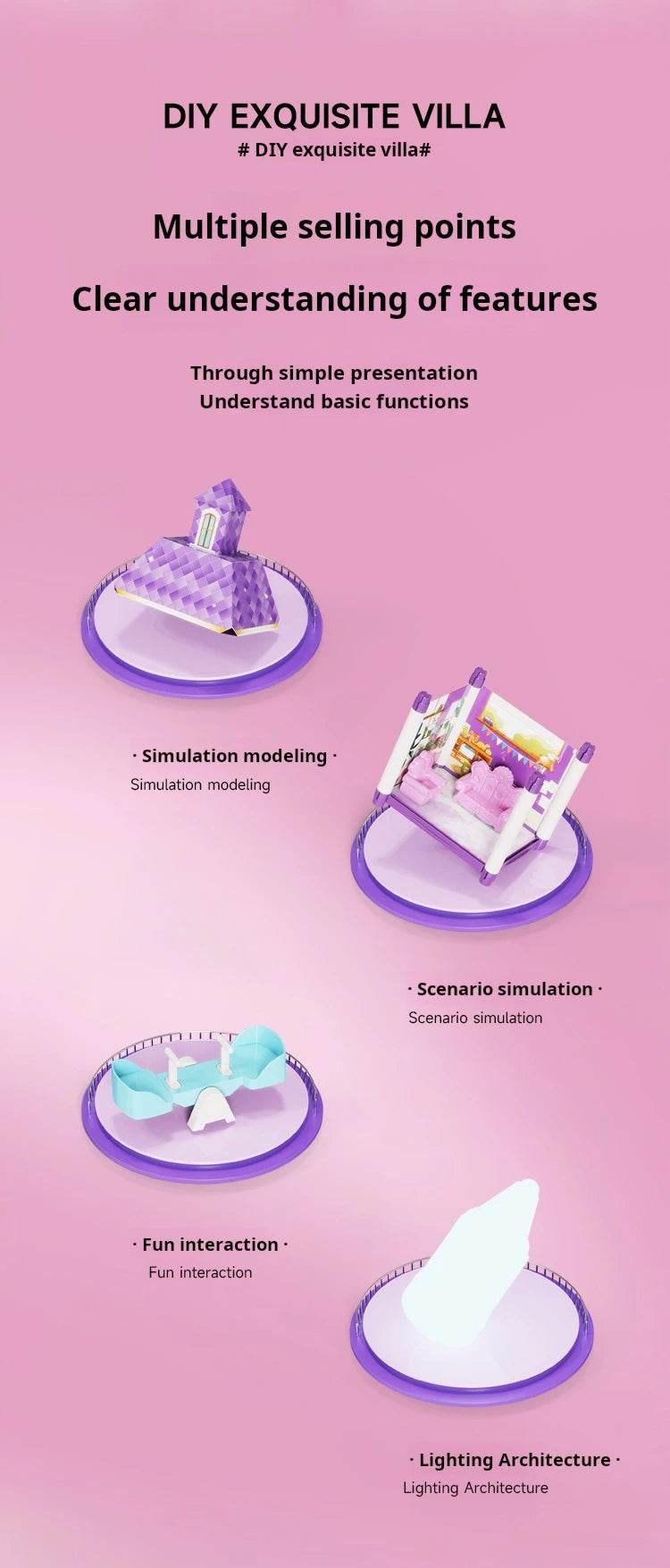 3D DIY Fantasy Princess Castle Villa Assembly Doll House Set Toys, Girls Home Toys & 3D Kids Toys - AIAZ