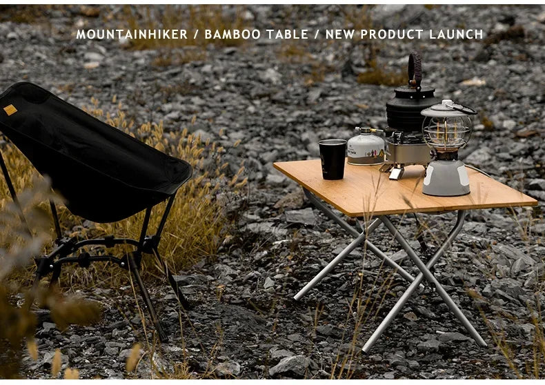 MOUNTAINHIKER Outdoor Camping Bamboo Folding Table Portable Fast Storage Folding Desk Outdoor Dining Table Picnic BBQ Table